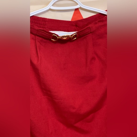 Vintage Conrad C Womens Vintage Wool Skirt Red Midi Length Made in Canada Size S - Picture 8 of 8